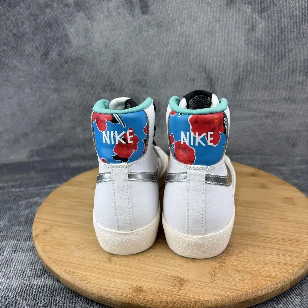 Nike Blazer Mid 77 Shoes Boys Size 5Y White Floral Casual Sneakers DQ7773-100